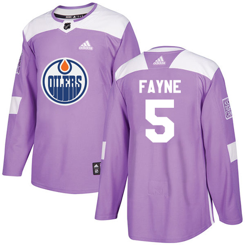 Adidas Oilers #5 Mark Fayne Purple Authentic Fights Cancer Stitched NHL Jersey